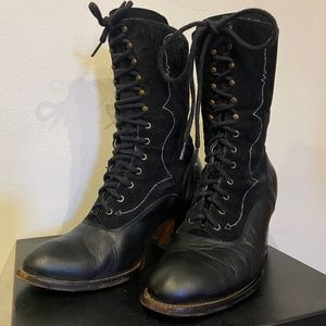 Fluevog vintage lace-up western-style black leather boots, Women's size 9
